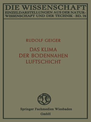 cover image of Das Klima der bodennahen Luftschicht